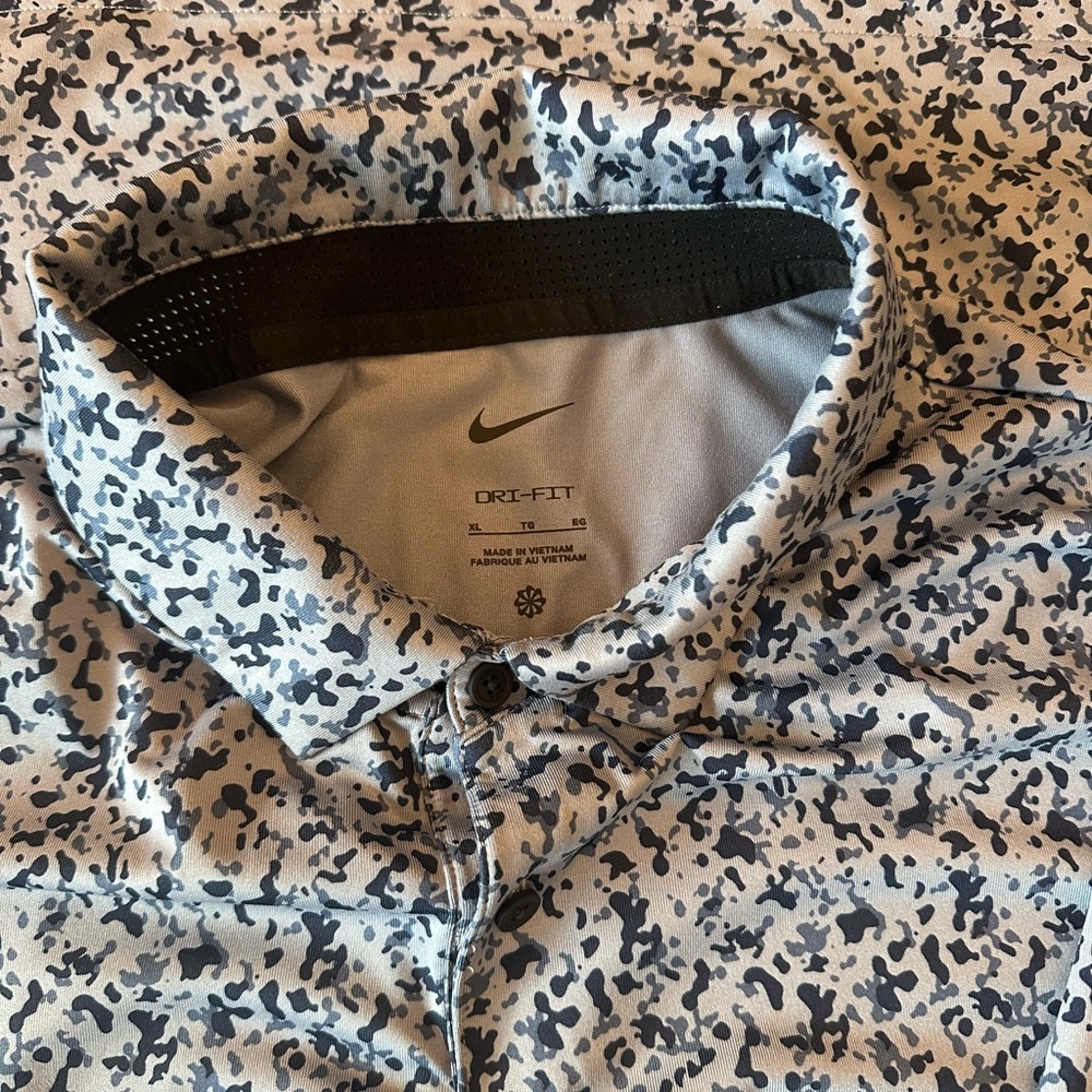 Nike Dri-FIT Black and White Pattern Polo